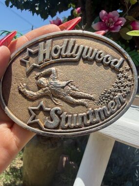 Othr Bronze-tone "Hollywood Stuntmen" Oval Belt Buckle